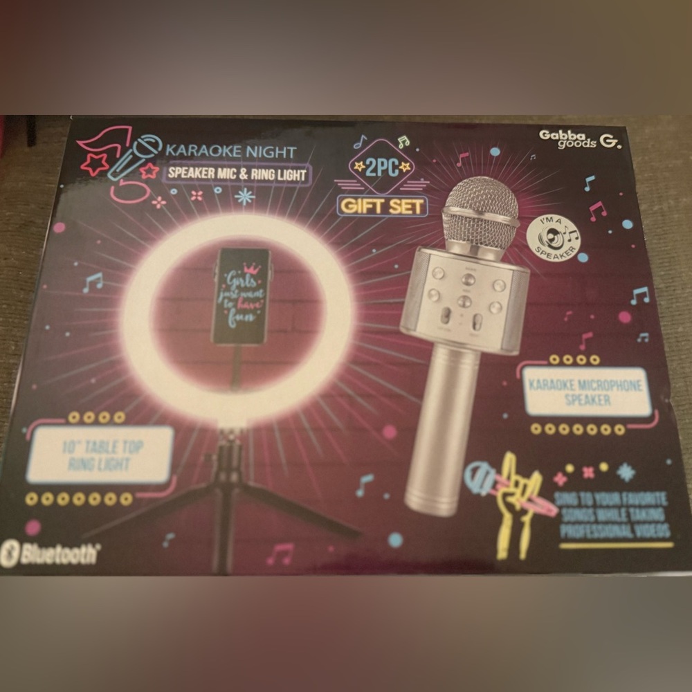 Gabba Goods Karaoke Night Speaker Mic & Ring Light Set